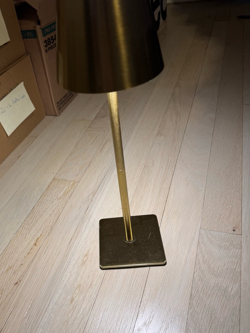 Brass Table Lamp with Square Base - Gold Finish